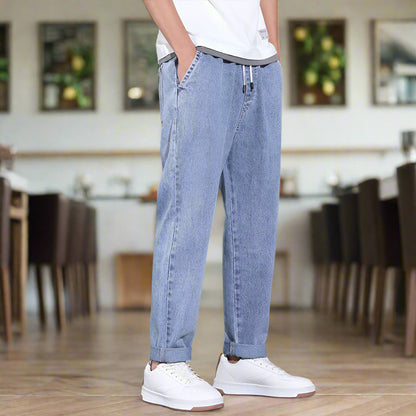 Men's Loose Drawstring Wide Leg Jeans. Made from high-quality denim, 5 colors and 8 sizes available