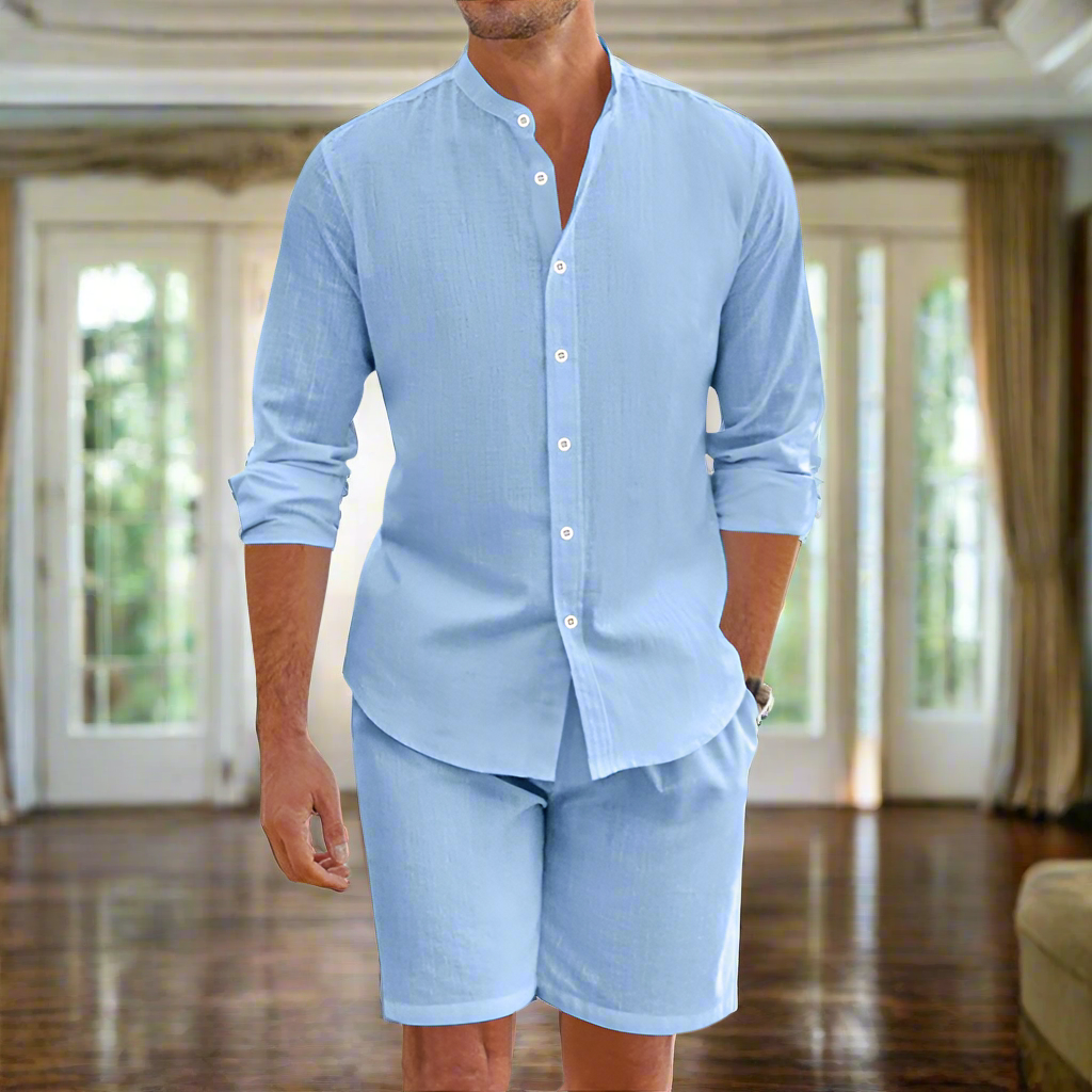 Men's Hemp-Linen Shirt & Shorts Set