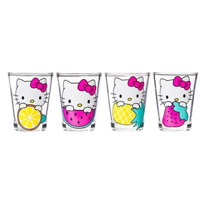 Hello Kitty Fruit 4 Pack Mini Glass Set, 1.5 Ounces