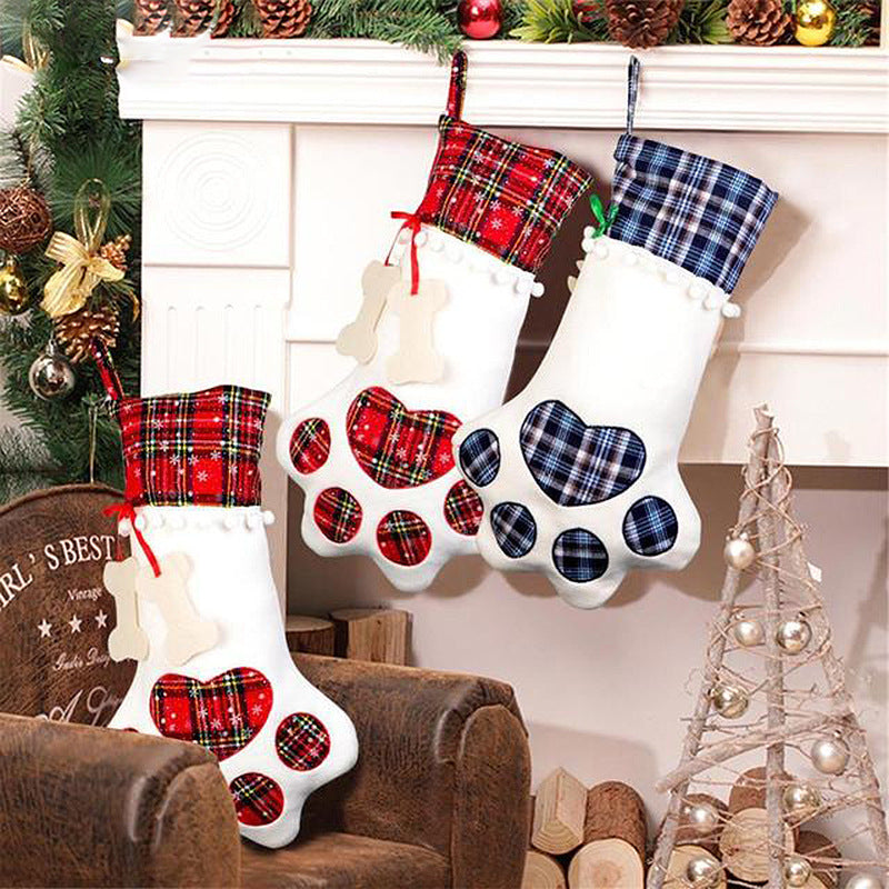 Plaid Paw Stockings - Perfect for including your furry companions in the spirit this Christmas season! Spaciously sized to hold their favorite bones, treats, and toys. Choose from festive red or royal blue. Crafted by hand with care. Available in gingham