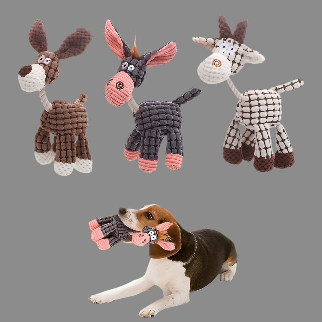 Squeaky Dog Toys - Doggy, Donkey & Giraffe