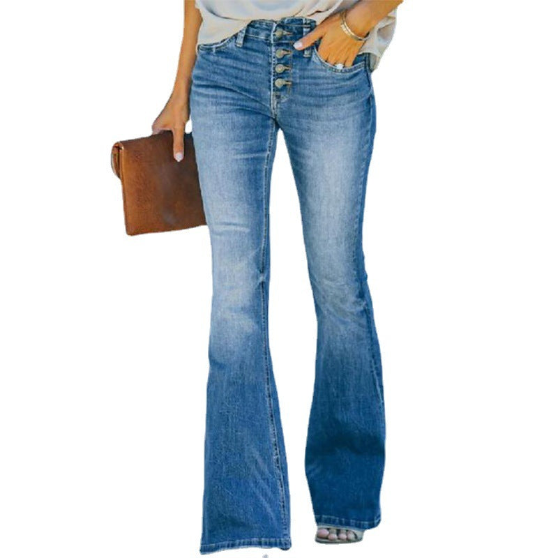 Women's Flared Stressed Jeans