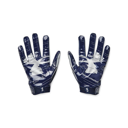 Under Armour boys Youth F8 Football Gloves , Midnight Navy (410)/Metallic Silver , Youth Large