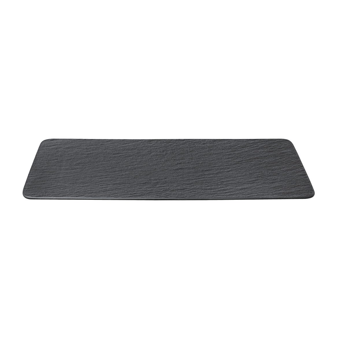 Villeroy & Boch Manufacture Rock Glow 3 Piece Condiment Set, Premium Porcelain, Made in Germany on a dark slate serving tray.