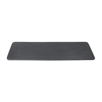 Villeroy & Boch Manufacture Rock Glow 3 Piece Condiment Set, Premium Porcelain, Made in Germany on a dark slate serving tray.