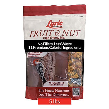 Brand: LyricColor: MultiFeatures: A high-energy wild bird mix featuring a gourmet blend of select fruits, seeds and shell-free nuts 12 premium, all natural ingredients Attracts chickadees, robins, orioles, blue jays, titmice, buntings, cardinals, grosbeak