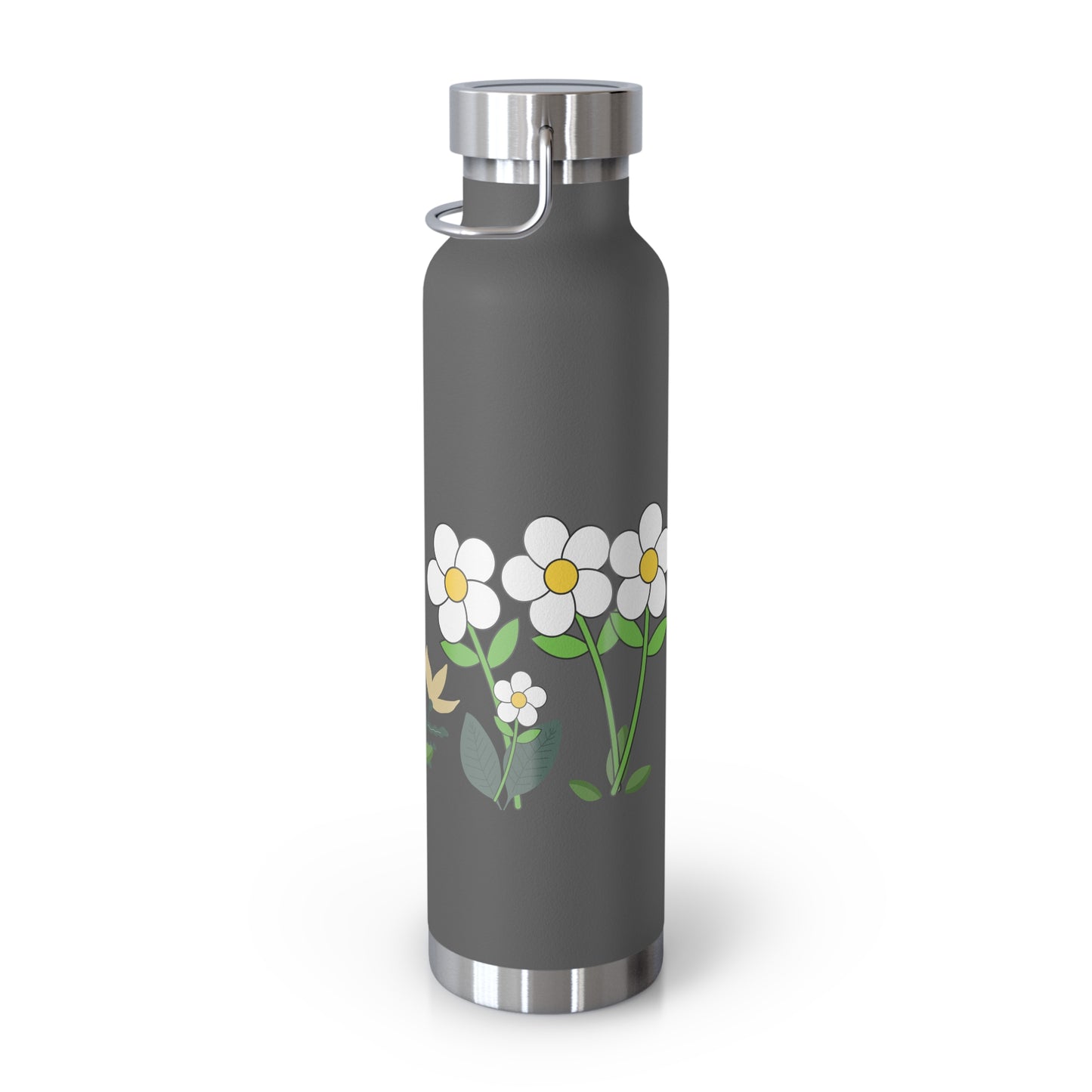 A daisy meadow copper insulated bottle perfect for keeping drinks hot or cold for extended periods. This bottle is ideal for nature lovers and outdoor enthusiasts, adding a touch of charm to their hydration routine. Great for picnics, hikes, and camping t