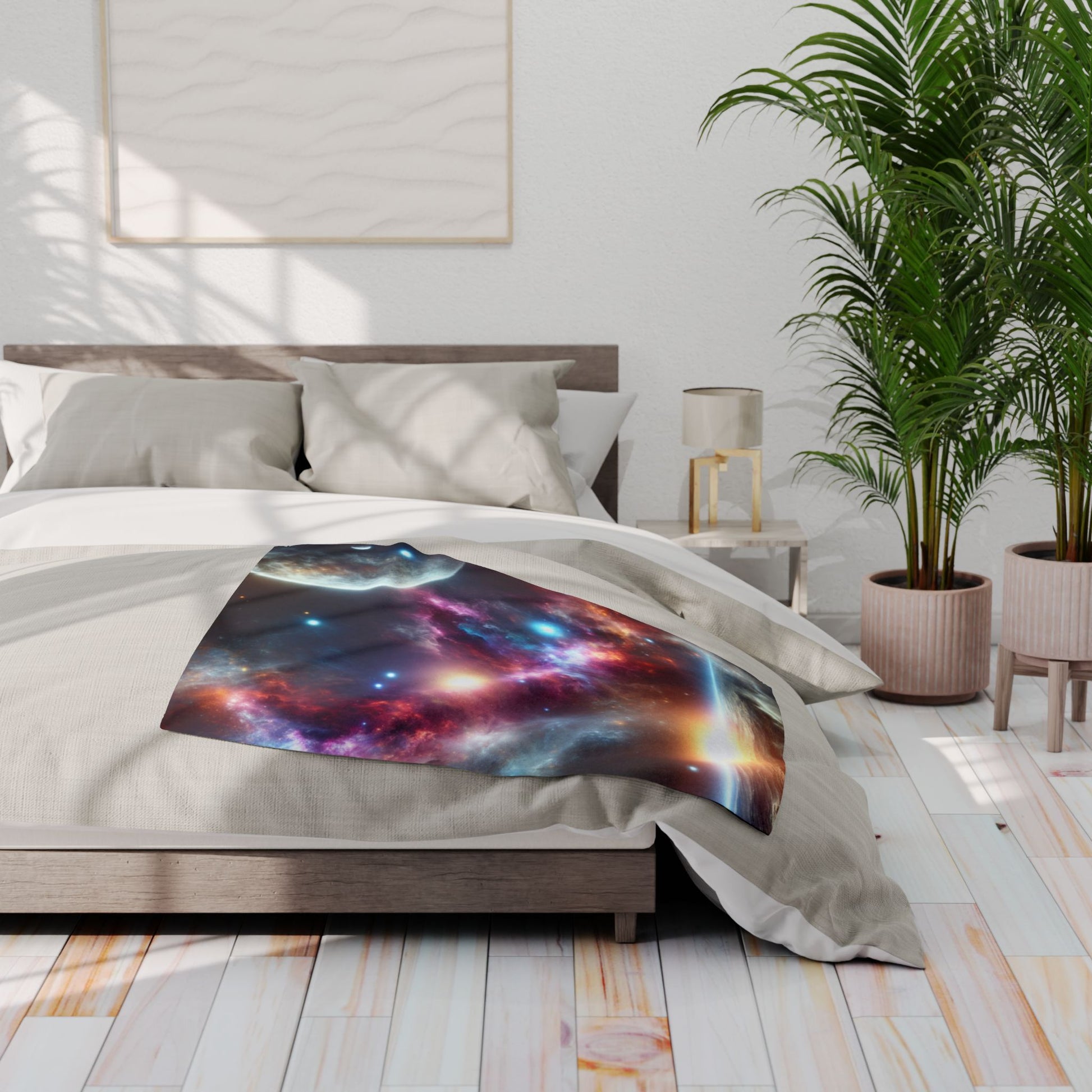 This Vast Galaxy Arctic Fleece Blanket exudes a cosmic and dreamy vibe, perfect for stargazers and space enthusiasts. It offers warmth and comfort, making it ideal for cozy nights at home or outdoor adventures. This blanket is relevant for occasions like