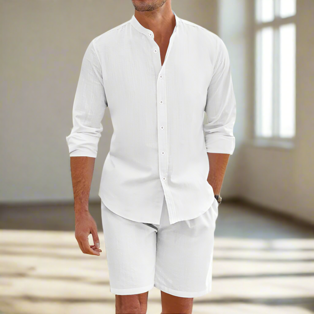 Men's Hemp-Linen Shirt & Shorts Set