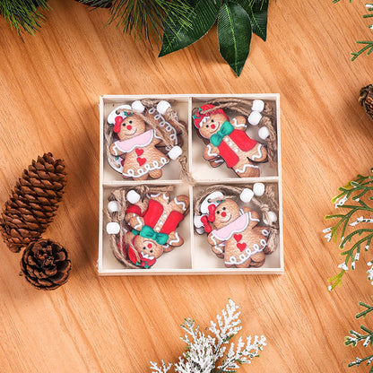 Indulge in the charming holiday spirit with these exquisite 12-piece wooden Christmas ornaments. Each set features a gingerbread man, gingerbread lady, and a hot chocolate box - perfect for adding a touch of sweetness to your holiday decor.