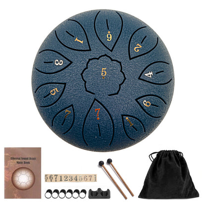 Experience a unique and resonant sound with 6-inch 11-tone Ethereal Drum C Steel Tongue Drum, perfect for sound healing settings. The vibrant tones of this instrument blend with the therapeutic intentions of sound healing, creating a truly immersive exper