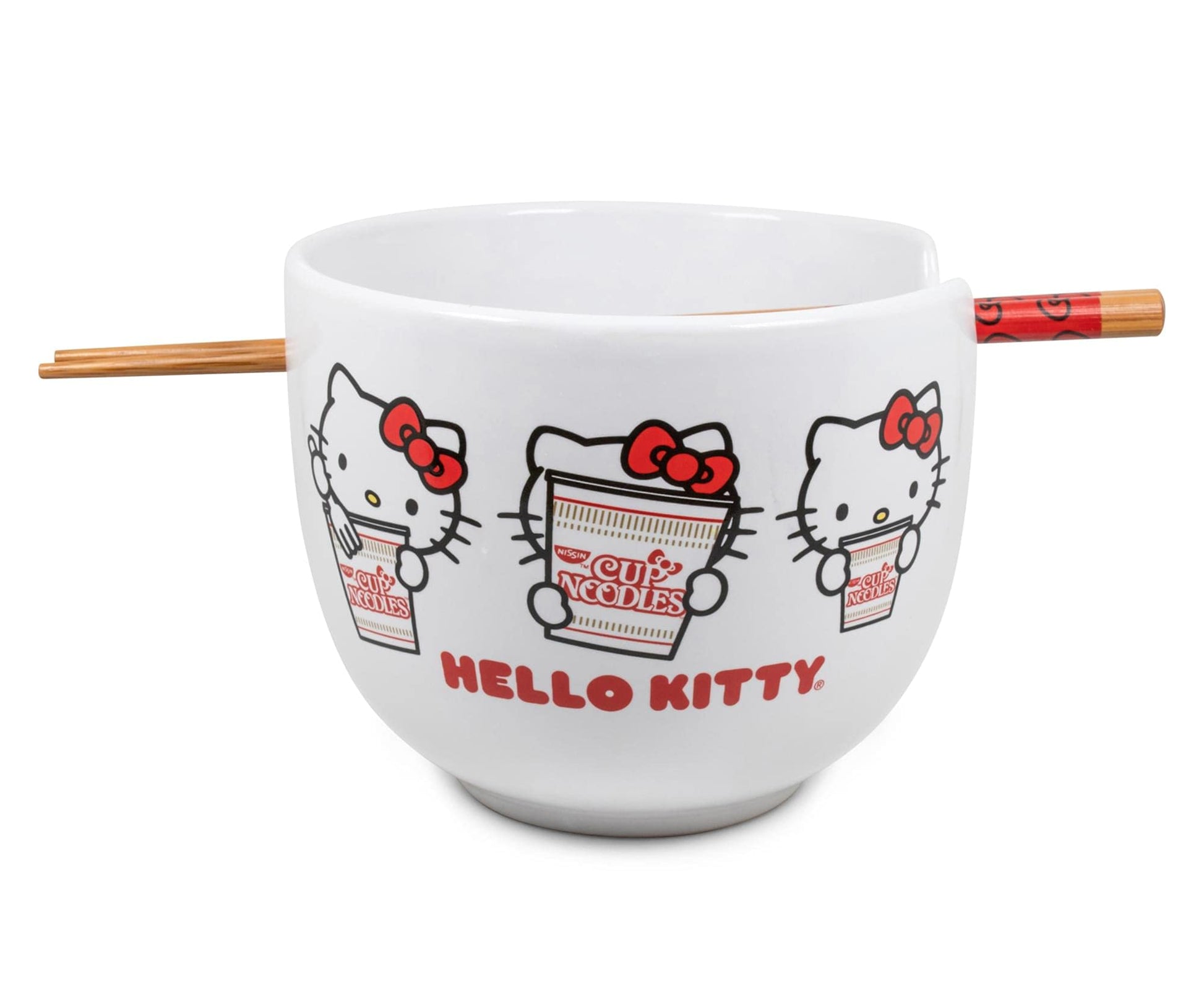 Hello Kitty Ceramic Ramen Noodle Rice Bowl with Chopsticks