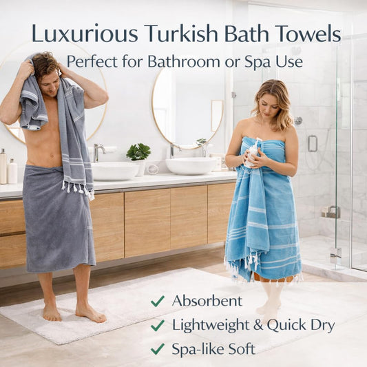 Turkish Beach Towel Set of 4 | Quick-Dry, Sand-Free & Oversized