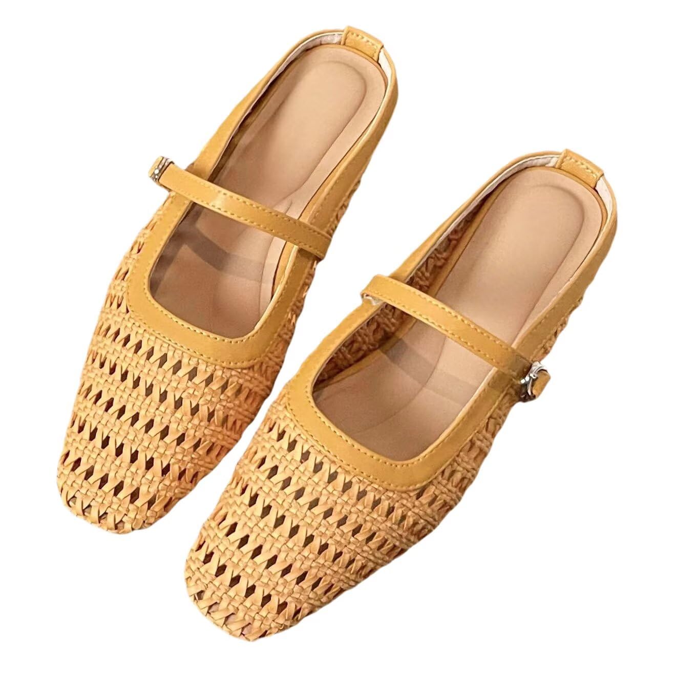 Women's Flat Mules Woven Closed Toe Mesh Slippers