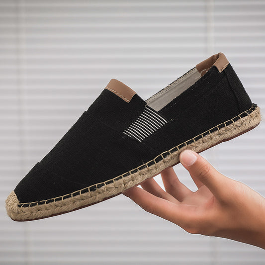 Step into style and comfort with our handcrafted Men's Straw Canvas Shoes. Made with a breathable, lightweight design and sweat-absorbent materials, these shoes are perfect for any casual occasion. The added straw detail adds a unique touch while the wear