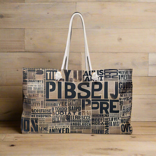 Newspaper Print Weekender Bag