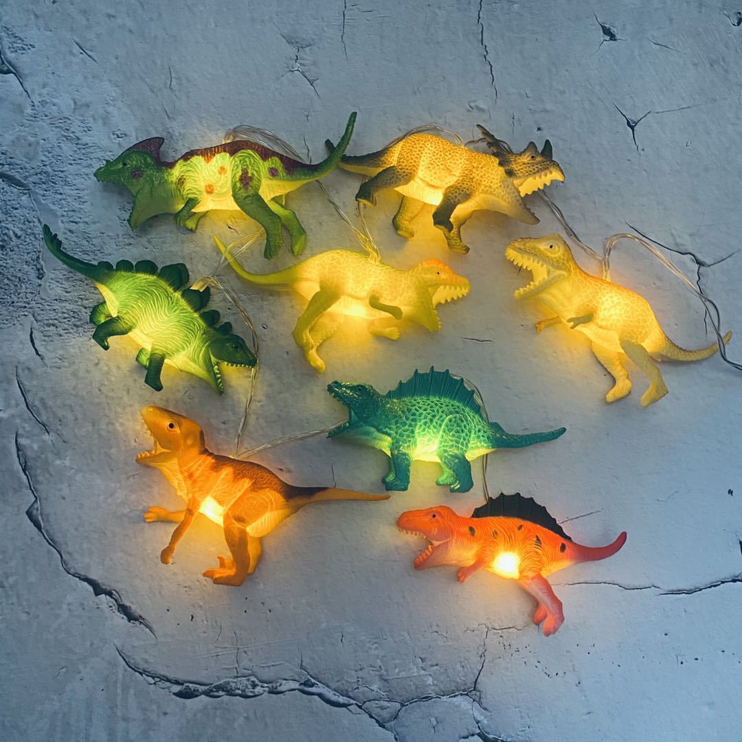 Cute decoration Idea, Battry-operated Dinosaur string up lights, for their bedroom lighting or your Christmas tree. It will look so cute and your kids will adore it!