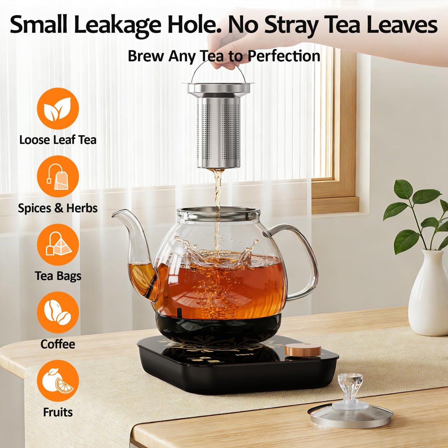 Electric Tea Maker with Infuser, ±1℉ Precise Temperature Control