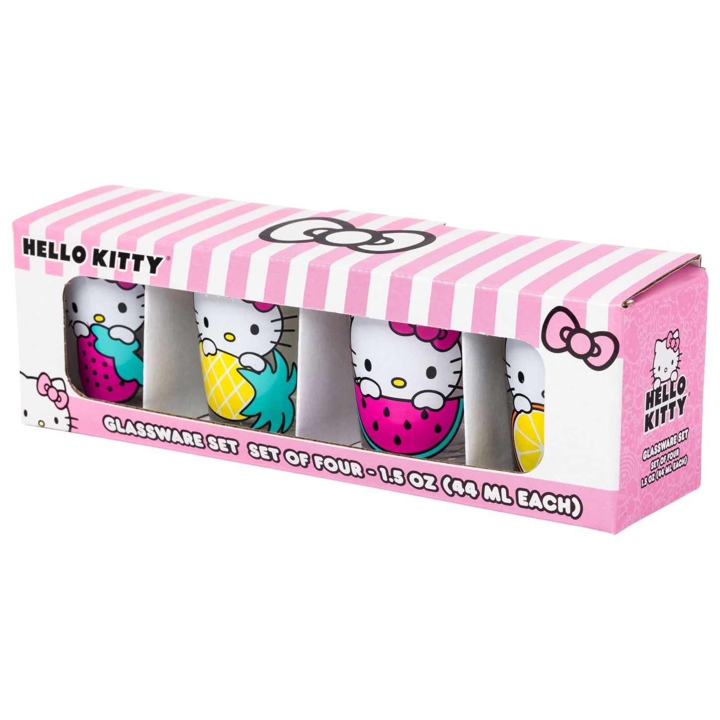 Hello Kitty Fruit 4 Pack Mini Glass Set, 1.5 Ounces