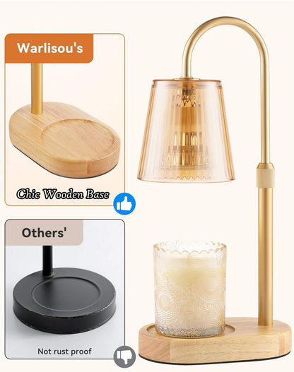 Adjustable Candle Warmer Lamp with Timer - Electric Light Wax Warming Dimmable Flameless Top Melter Heater Melting Heating Height.