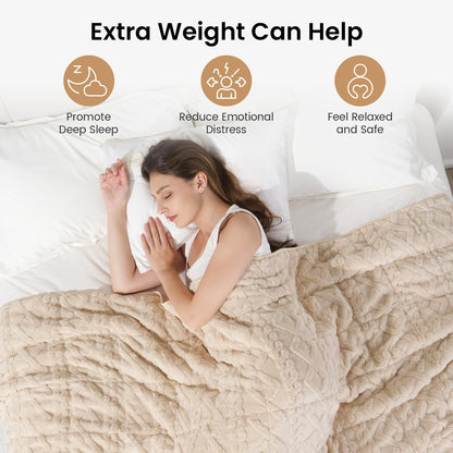 Weighted Blanket | Queen Size 15 lbs | Sherpa & Jacquard Beige