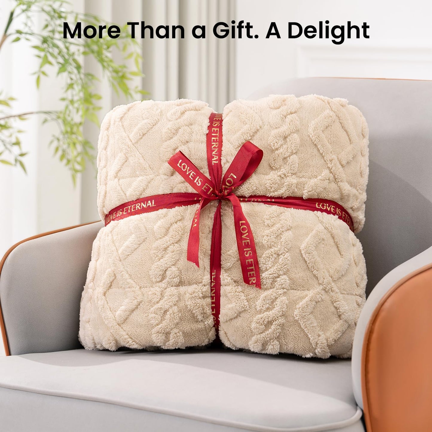 Weighted Blanket | Queen Size 15 lbs | Sherpa & Jacquard Beige
