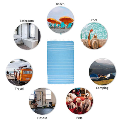 Turkish Beach Towel Set of 4 | Quick-Dry, Sand-Free & Oversized
