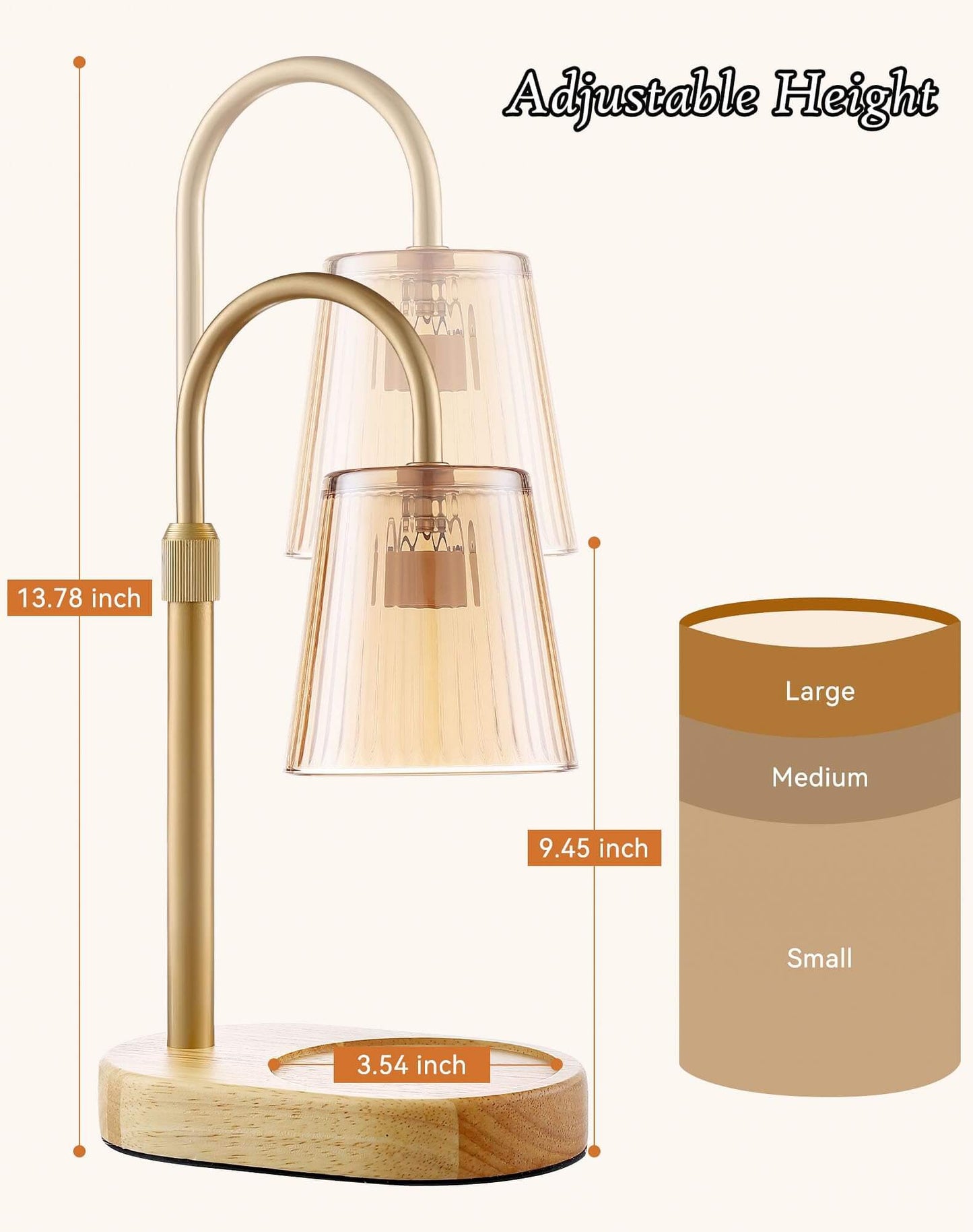 Adjustable Candle Warmer Lamp with Timer - Electric Light Wax Warming Dimmable Flameless Top Melter Heater Melting Heating Height