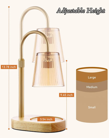 Adjustable Candle Warmer Lamp with Timer - Electric Light Wax Warming Dimmable Flameless Top Melter Heater Melting Heating Height