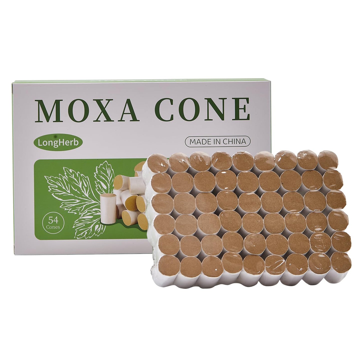 LongHerb Moxa Sticks for Moxibustion – 54 Rolls Sticks Pure Mugwort, 60:1 High-Purity Moxa Wool from 10-Year-Old Mugwort，Natural Moxa Cones for Waist Neck Knee Back Acupoint Care