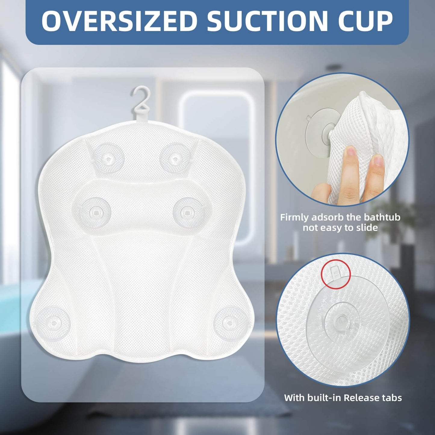 SZXYX Bath Pillows for Tub,Luxury Bathtub Pillows for Head and Neck Support Bathtub Pillow with 6 Strong Suction Cups Relaxing Bath Accessories Spa Gifts.