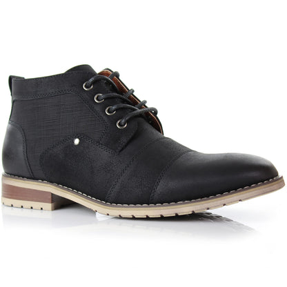 Ferro Aldo Blaine Men's Casual Brogue Mid-Top Lace-Up and Zipper Boots