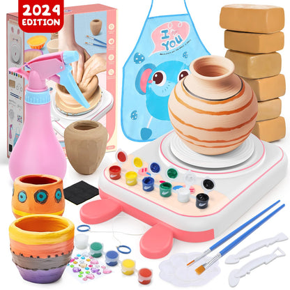 Skirfy Pottery Wheel for Kids - Arts & Crafts Kits for Kids Ages 6-12 Clay Sculpting Tools & Painting Kit