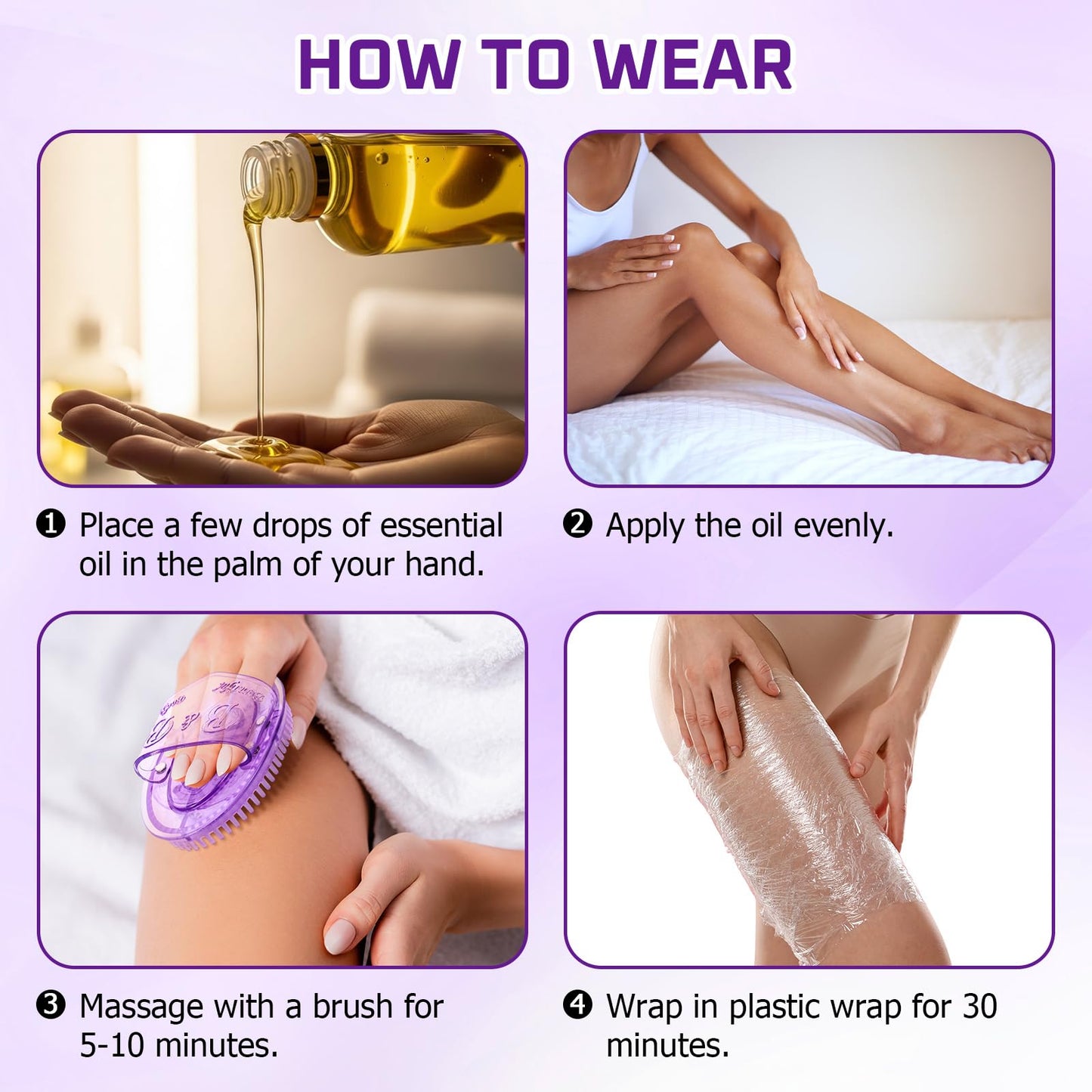 LemonRoad 2 Pcs Meridian Massage Brushes Silicone Massage Body Brush for Belly Back Leg Full Body Spa Massager Relaxation with Flexible Measuring Tape (Purple)
