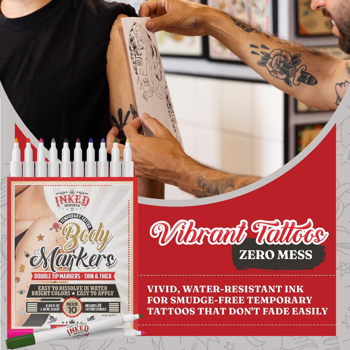 #Sponsored Brand: Inked Inspired Color: [Multiple] Features: Creativity Meets Convenience - Inked Inspired Temporary Tattoo Markers offer the perfect blend of creativity and convenience. With a set of 10 rich, vibrant colored skin markers, express yoursel