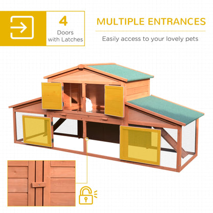 PawHut 89" L Outdoor Rabbit Hutch, Roam and Exercise Freely