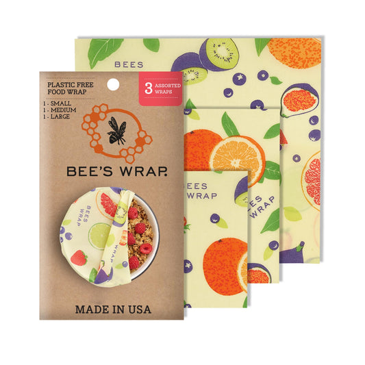 "Commission eligible" Brand: Bee's Wrap Color: Fresh Fruit Features: ECO FRIENDLY REUSABLE FOOD WRAPS are here to eliminate single-use plastic wrap from your kitchen. The green alternative to plastic food storage, our beeswax food wraps keep your food fre