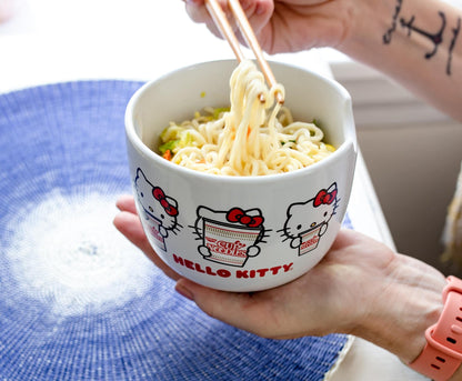 Hello Kitty Ceramic Ramen Noodle Rice Bowl with Chopsticks