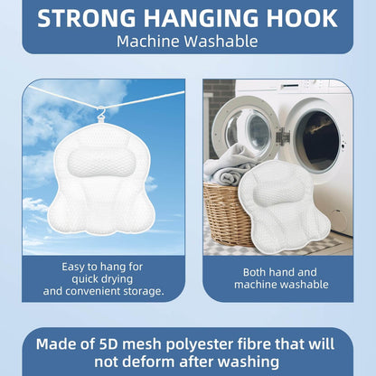 Strong Hanging Hook for SZXYX Bath Pillows; Machine washable and easy to store bathtub pillow accessories.