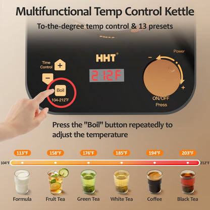 Electric Tea Maker with Infuser, ±1℉ Precise Temperature Control