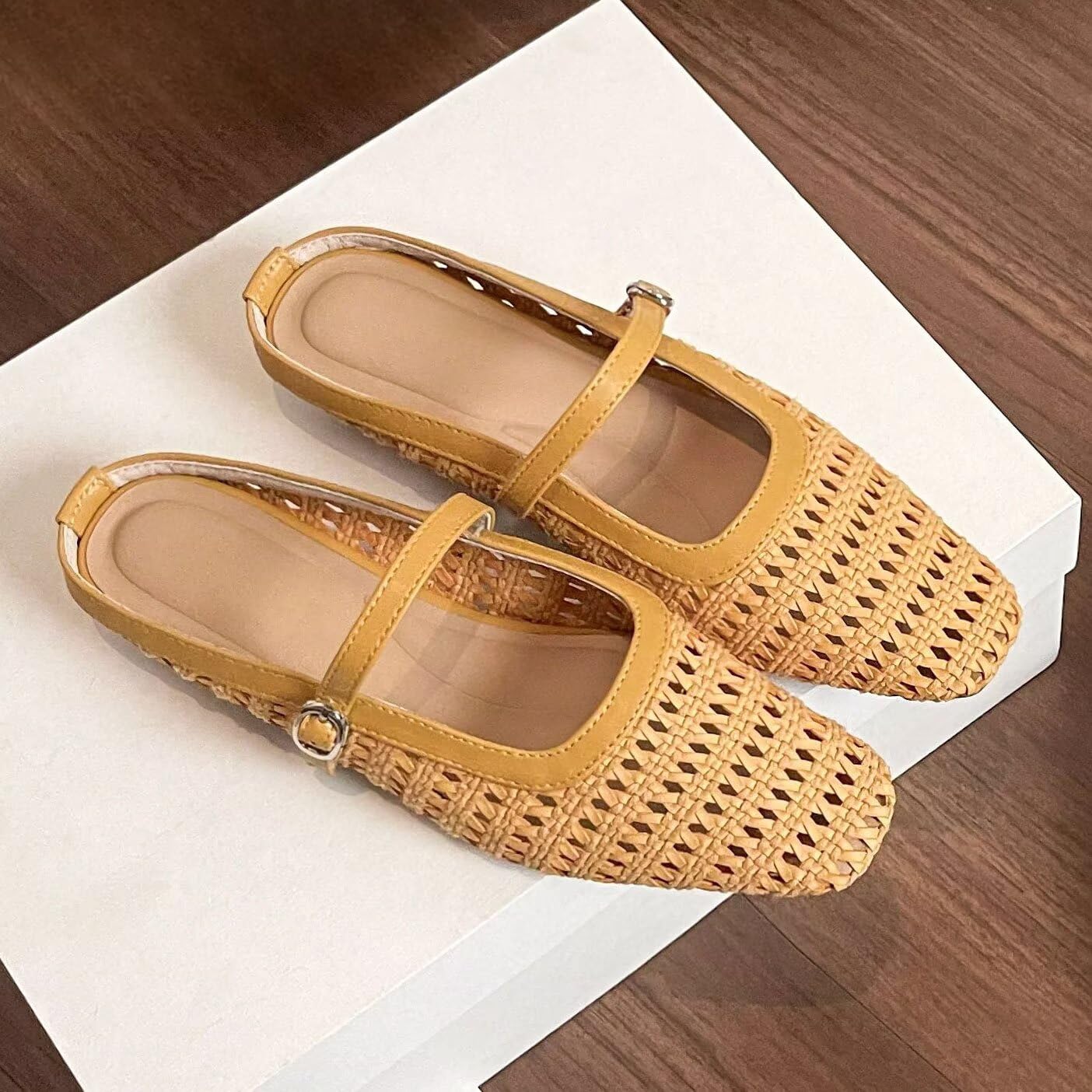 Women's Flat Mules Woven Closed Toe Mesh Slippers