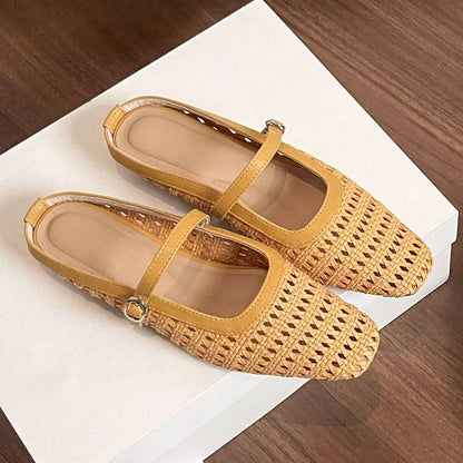 Women's Flat Mules Woven Closed Toe Mesh Slippers