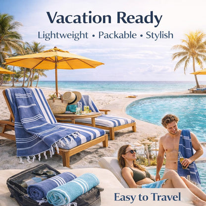 Turkish Beach Towel Set of 4 | Quick-Dry, Sand-Free & Oversized