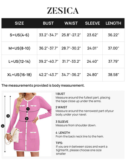 ZESICA Fall Dresses for Women 2024 Long Sleeve Sweater Dress