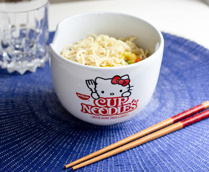 Hello Kitty Ceramic Ramen Noodle Rice Bowl with Chopsticks