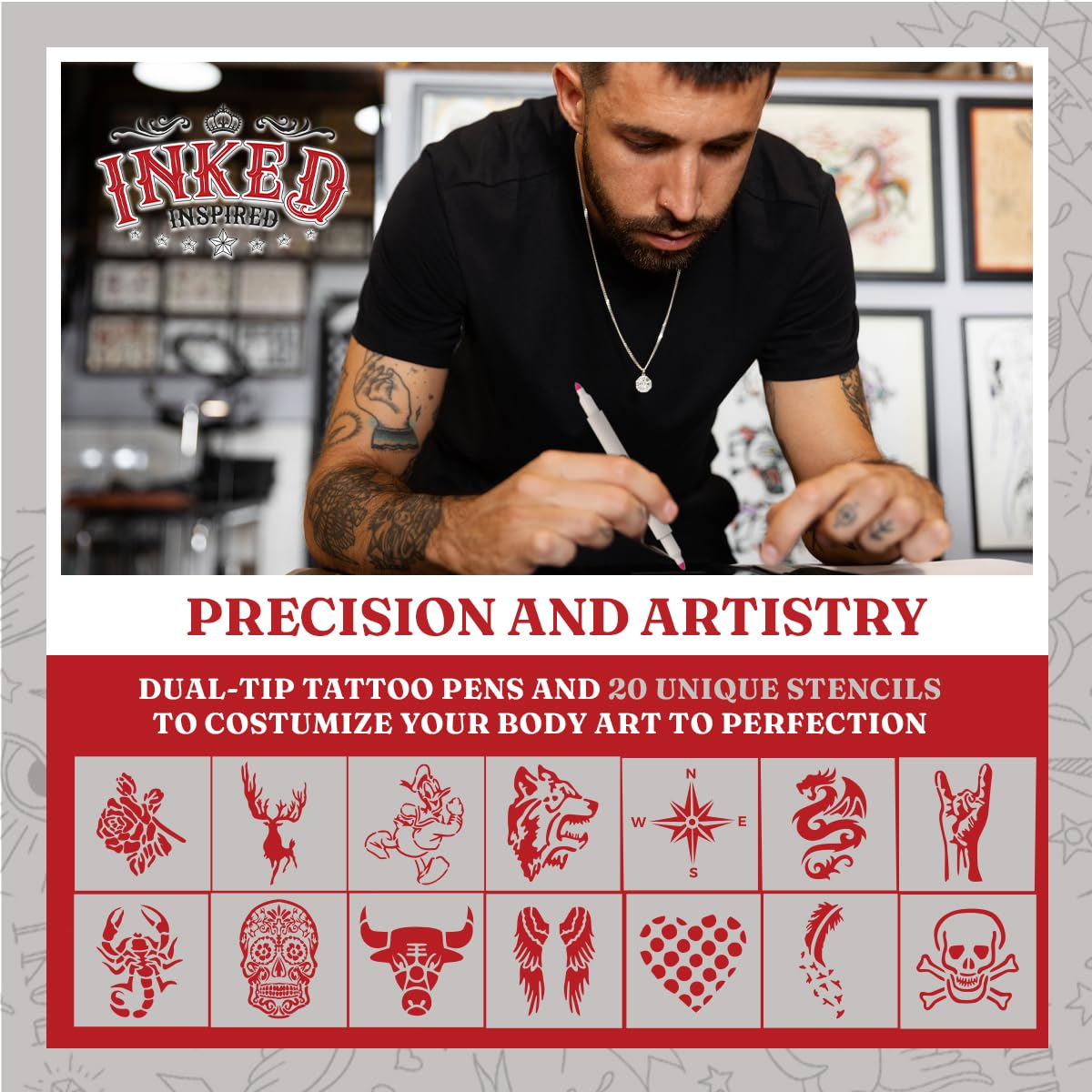 #Sponsored Brand: Inked Inspired Color: [Multiple] Features: Creativity Meets Convenience - Inked Inspired Temporary Tattoo Markers offer the perfect blend of creativity and convenience. With a set of 10 rich, vibrant colored skin markers, express yoursel