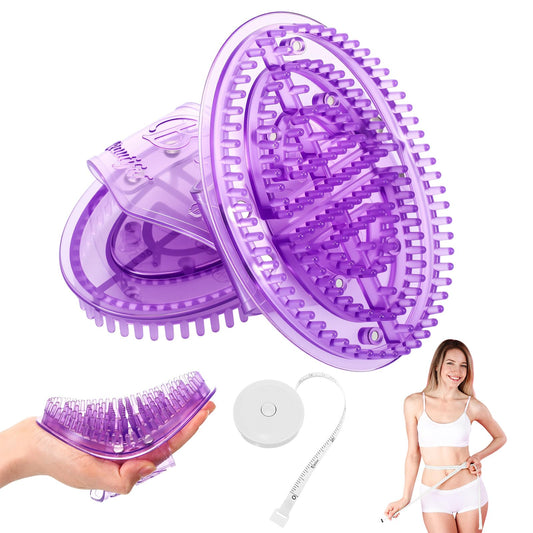 LemonRoad 2 Pcs Meridian Massage Brushes Silicone Massage Body Brush for Belly Back Leg Full Body Spa Massager Relaxation with Flexible Measuring Tape (Purple)