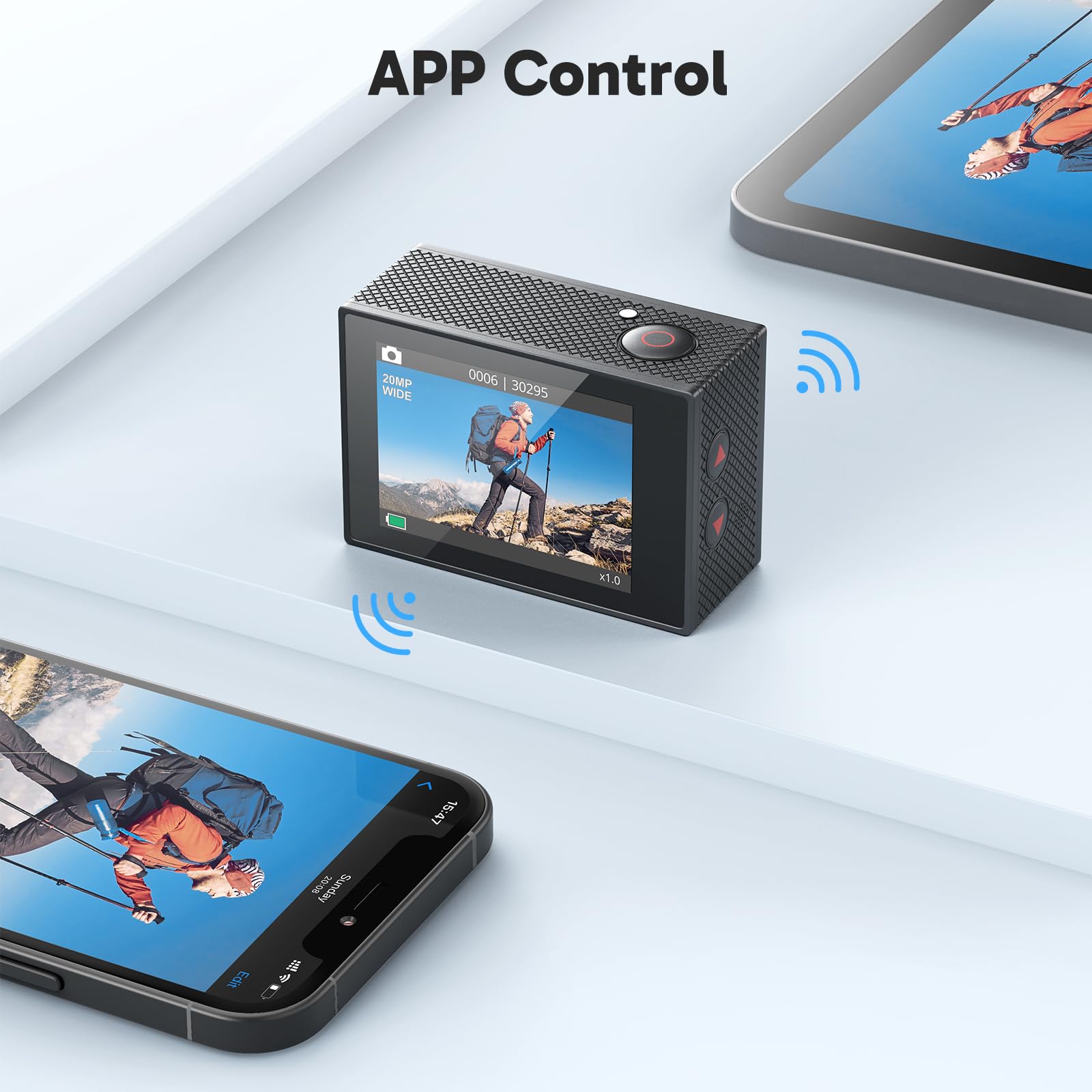 AKASO 4K Ultra HD Action Camera in Black: 4K30FPS video, 20MP photos, EIS for smooth stabilization, waterproof up to 131FT, and WiFi connectivity.