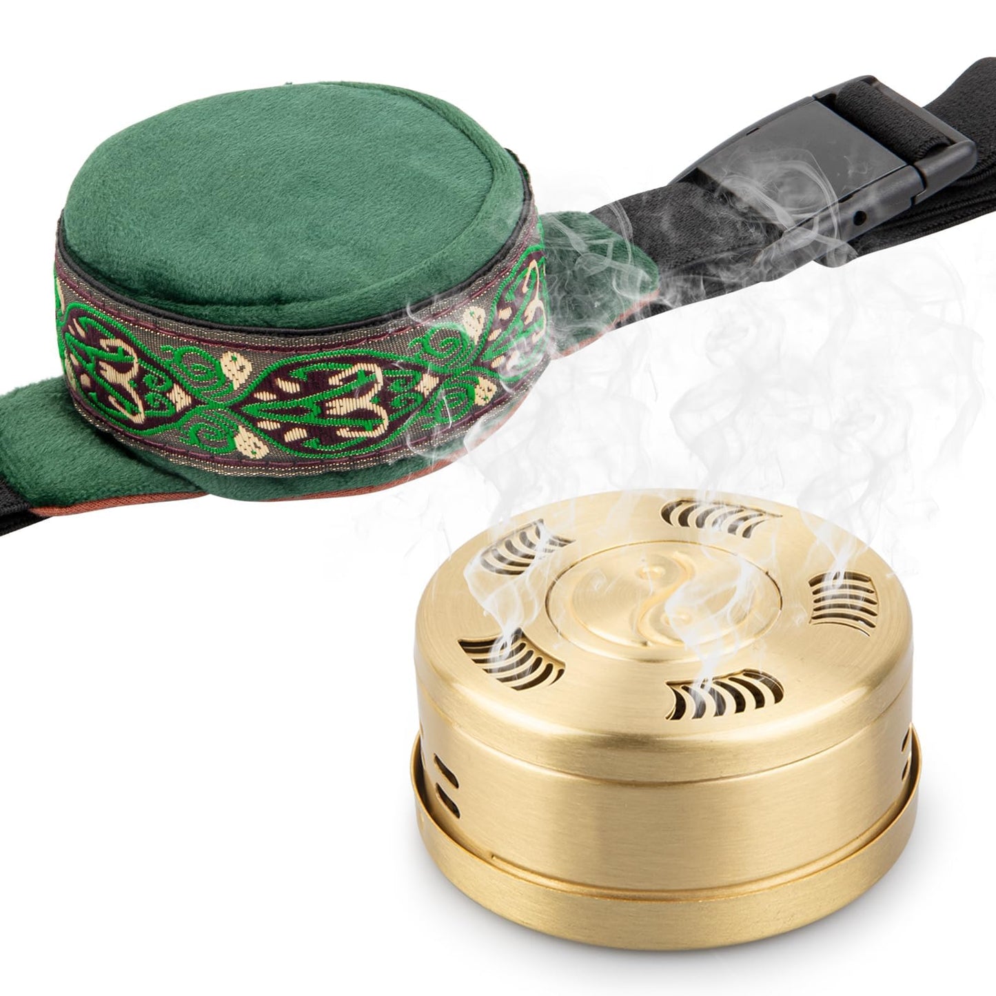 Moxluck Copper Moxa Box with Bag Set, Copper Tank Moxibustion Treatment Tool