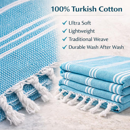 Turkish Beach Towel Set of 4 | Quick-Dry, Sand-Free & Oversized